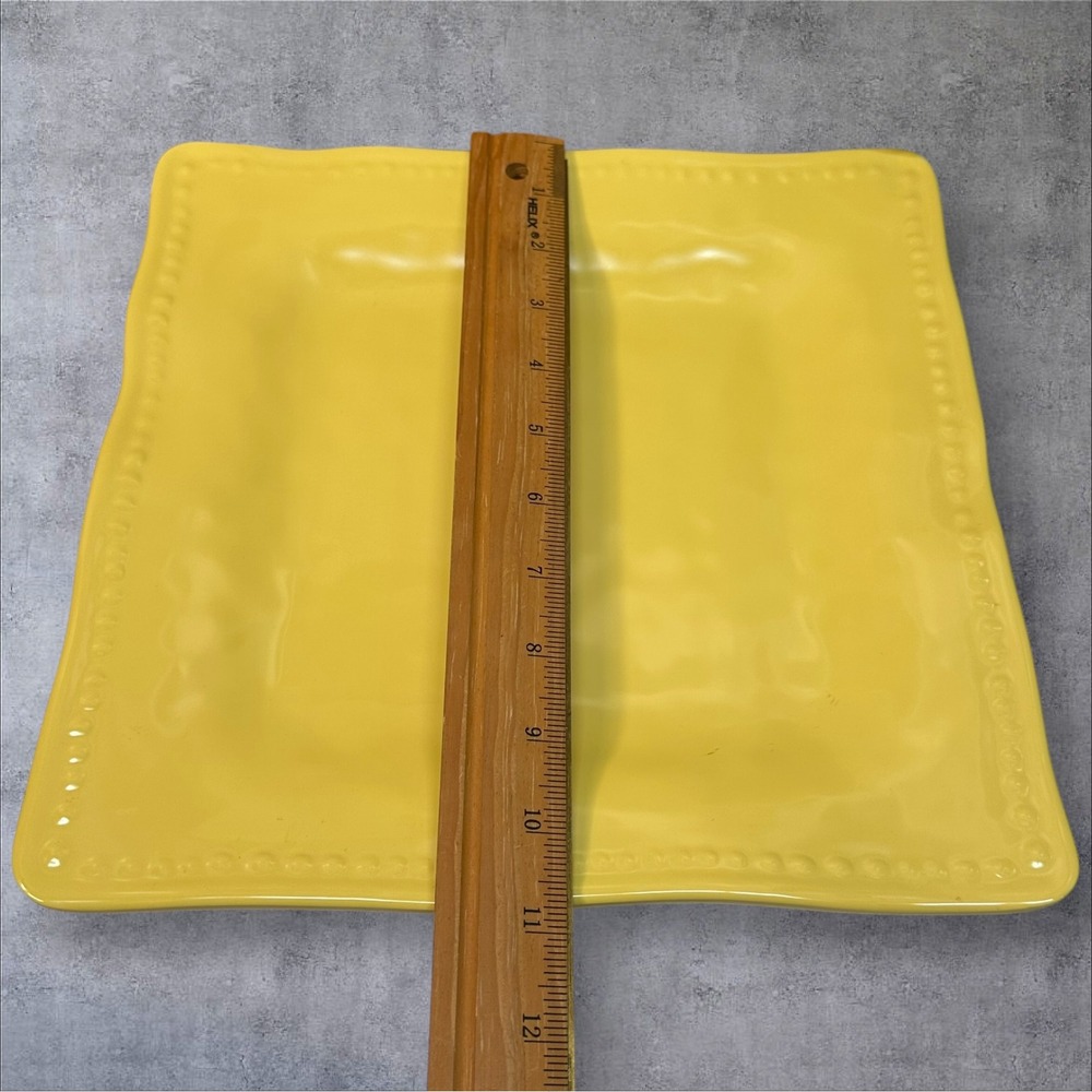 Tommy Bahama Set of 3 Yellow Square Melamine Plates Beaded Rim Outdoor Dining - Picture 7 of 7